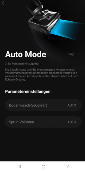 Auto Mode: Selbstständige Leistungsanpassung an Verschmutzungsgrad