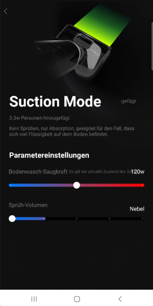 Suction Mode: Saugen ohne Wasserabgabe