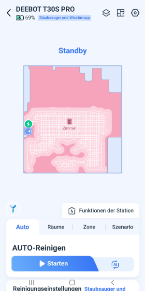 Beim Einstieg in die App liegt der Hauptfokus auf der Karte.